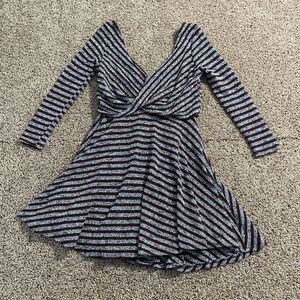 Free People Mini Dress Size Small Striped Knit Long Sleeve